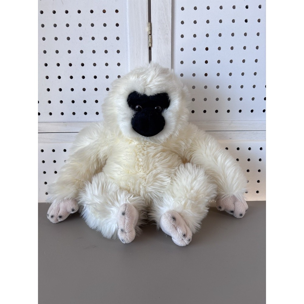 Aurora A&A Plush White Black Monkey Chimp Ape Long Hair Sitting 10"